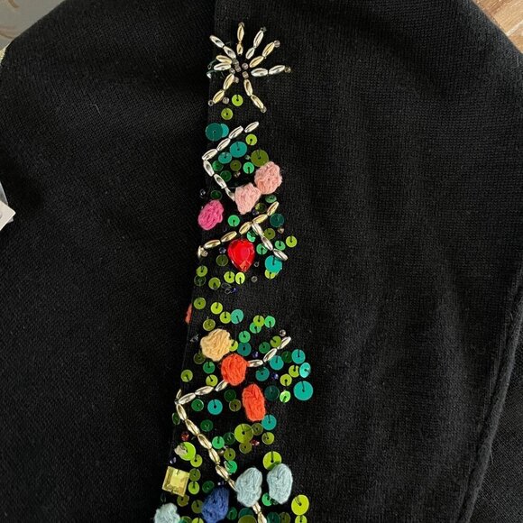 Quacker Factory Women Black Tunic Top Sz S Holiday Christmas Party Sequins Beads - Picture 3 of 11